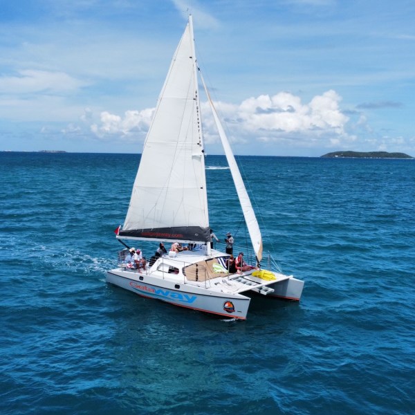 a small boat in a large body of water