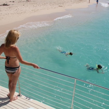 a group of people on a beach