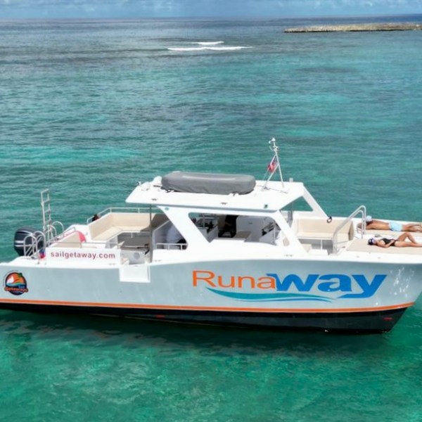 a small boat in a large body of water