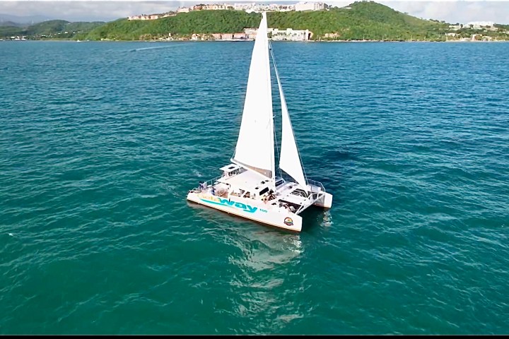 a small boat in a large body of water